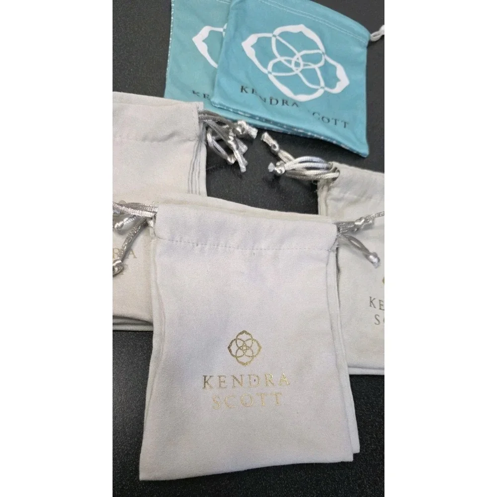 NEW 13pc Kendra Scott Jewelry Pouches‎ Drawstring Gray Blue Cinch Dust Bags